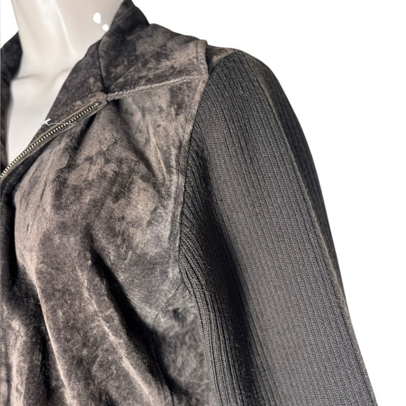 FABIO brown genuine leather with sweater sleeves jacket sz Medium vintage Y2K - Picture 3 of 17